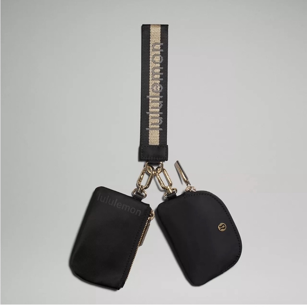 NWT Lululemon Dual Pouch Wristlet Gold/Black/Opal